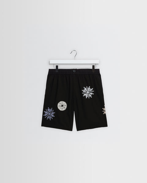 Kurt - Black Round Applique Cotton Shorts