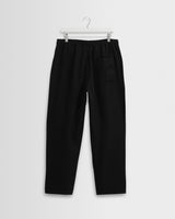 wax london men's Kurt - Black Washed Linen Relaxed Fit Trousers