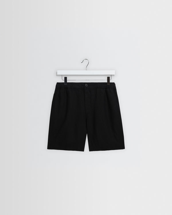 wax london men's Kurt - Black Washed Linen Shorts