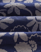 wax london men's Kurt - Blue And Ecru Floral Jacquard Relaxed Fit Trousers