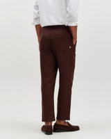 wax london men's Kurt - Brown Washed Linen Relaxed Fit Trousers