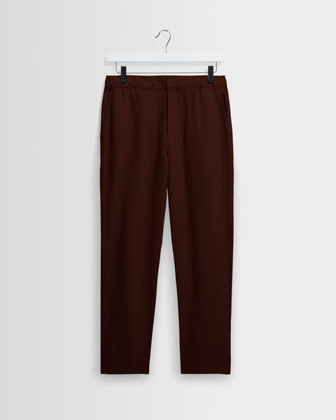 Kurt - Brown Washed Linen Relaxed Fit Trousers