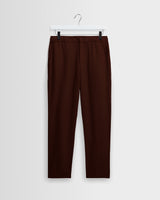 wax london men's Kurt - Brown Washed Linen Relaxed Fit Trousers