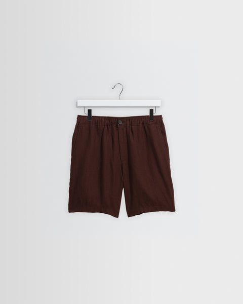 Kurt - Brown Washed Linen Shorts