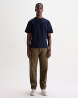 wax london men's Kurt - Dark Khaki Organic Cotton Twill Trouser