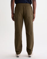 wax london men's Kurt - Dark Khaki Organic Cotton Twill Trouser