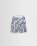 Kurt - Ecru And Blue Geometric Embroidered Shorts