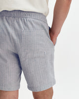 wax london men's Kurt - Light Blue Herringbone Cotton Shorts