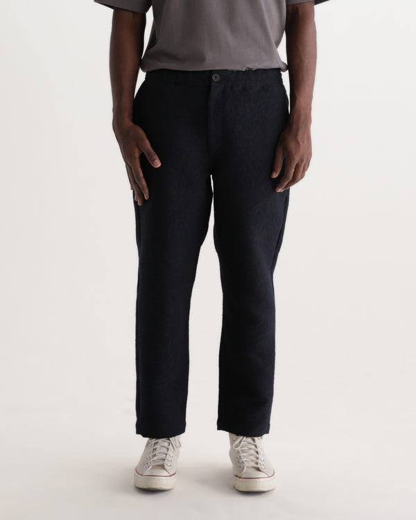 wax london men's Kurt - Navy And Black Tonal Jacquard Trouser