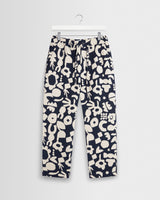 wax london men's Kurt - Navy And Ecru Spin Jacquard Trousers
