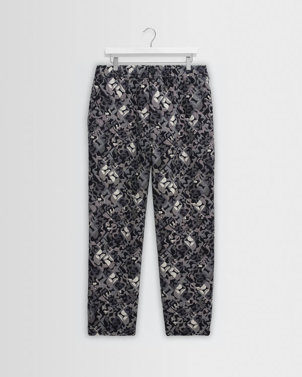wax london men's Kurt - Navy And Ecru Tile Jacquard Relaxed Fit Trousers