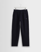 wax london men's Kurt - Navy Washed Linen Relaxed Fit Trousers