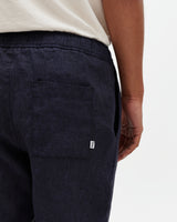 wax london men's Kurt - Navy Washed Linen Shorts