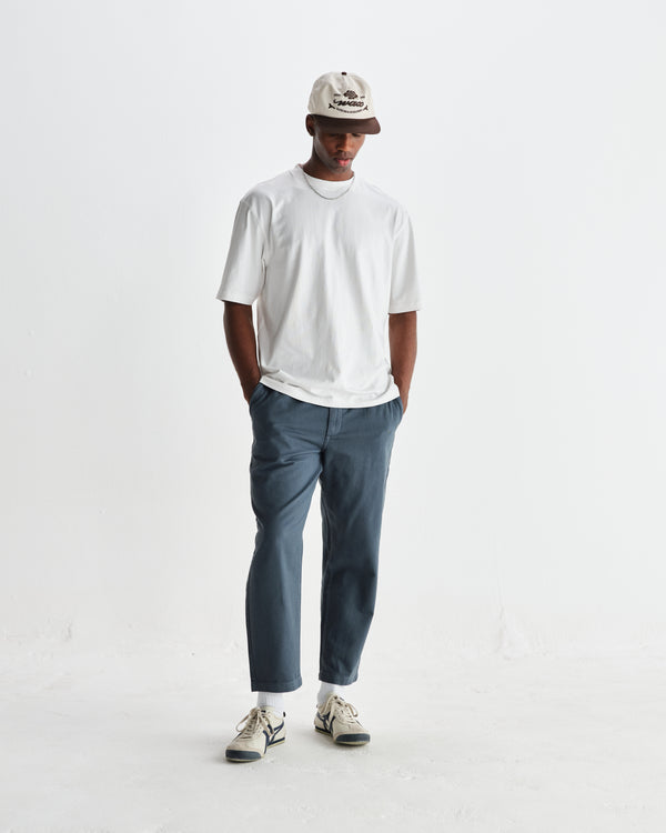 wax london men's Kurt - Petrol Blue Organic Cotton Trousers