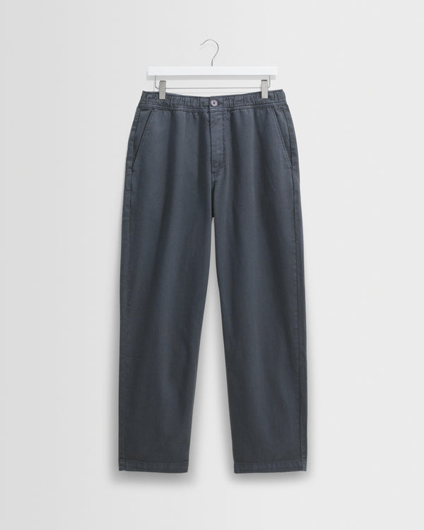 wax london men's Kurt - Petrol Blue Organic Cotton Trousers