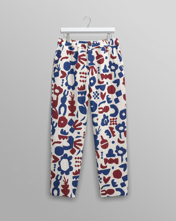 wax london men's Kurt - Red And Blue Spin Jacquard Trousers