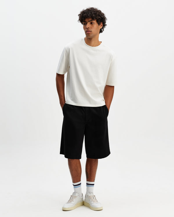 wax london men's Kyle - Black Organic Cotton Twill Shorts