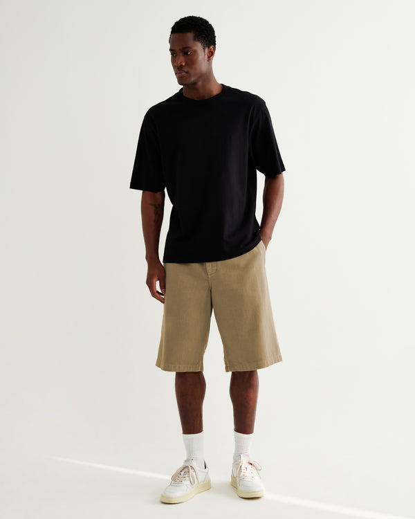 wax london men's Kyle - Light Khaki Organic Cotton Twill Shorts