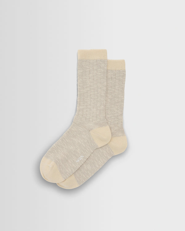wax london men's Land - Beige Slub Cotton Socks