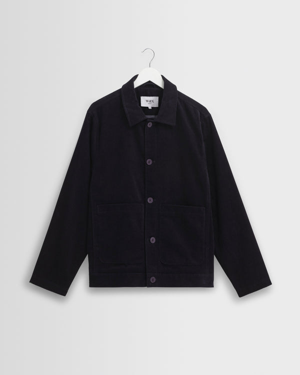 wax london men's Landmark - Navy Corduroy Chore Jacket