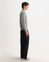 wax london men's Lawrie - Grey Long-Sleeve Knitted Polo