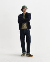 wax london men's Lisford - Navy Stitch Zip Cardigan
