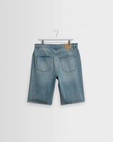 wax london men's Luca - Vintage Blue Organic Cotton Denim Shorts