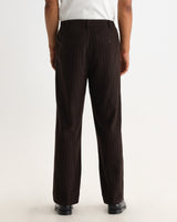 wax london men's Malham - Brown Italian Flannel Stripe Trouser