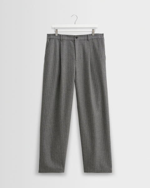 Malham - Charcoal Grey Pinstripe Wool Trousers