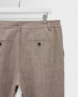 wax london men's Malham - Natural And Brown Stripe Linen Wide Fit Trousers