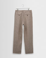 wax london men's Malham - Natural And Brown Stripe Linen Wide Fit Trousers