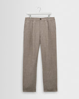 wax london men's Malham - Natural And Brown Stripe Linen Wide Fit Trousers