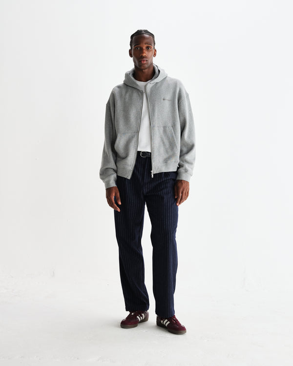 wax london men's Malham - Navy Pinstripe Wool Trousers