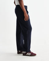 wax london men's Malham - Navy Pinstripe Wool Trousers
