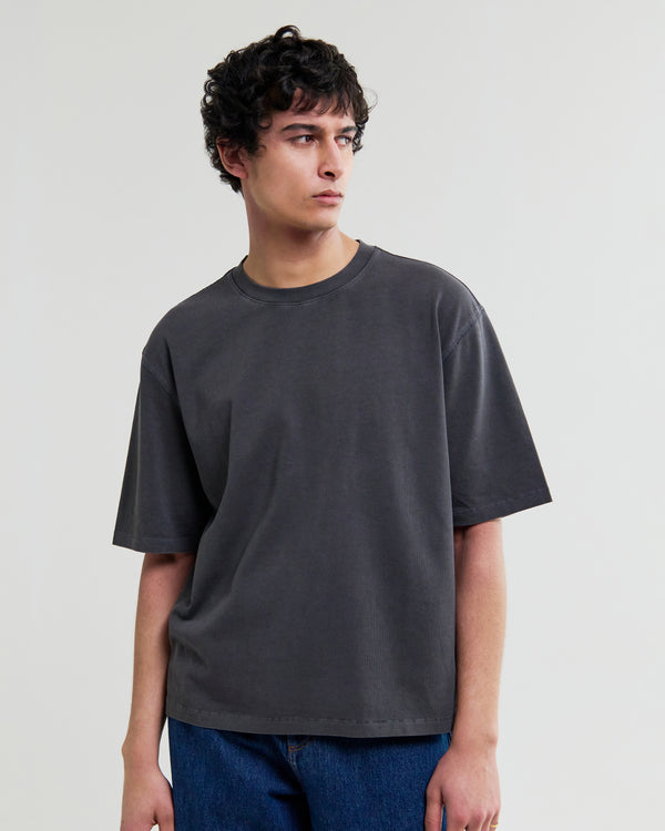 wax london men's Mark - Washed Black Compact Cotton T-Shirt