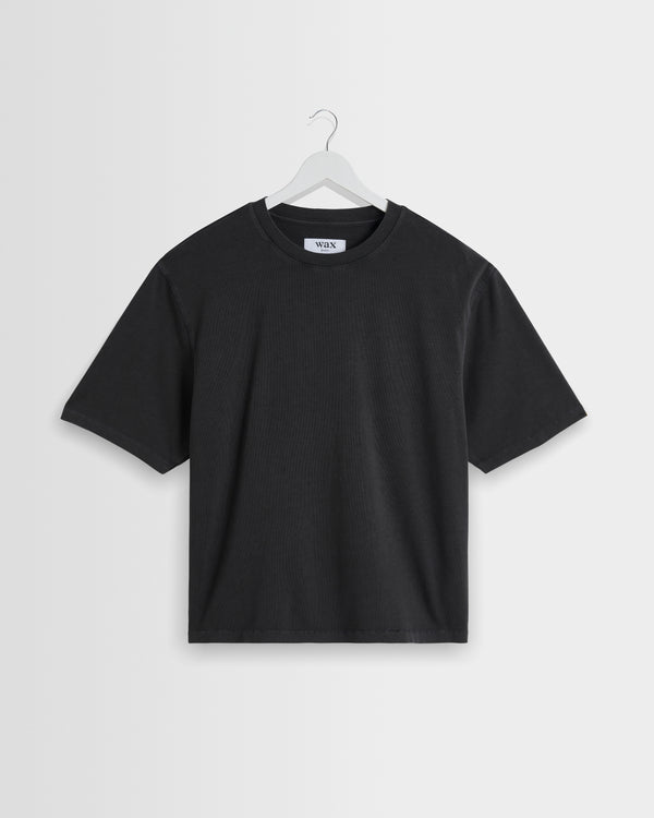 wax london men's Mark - Washed Black Compact Cotton T-Shirt