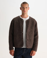 wax london men's MARTY JACKET BOBBLE WOOL DUSTY BROWN