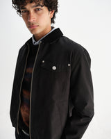 wax london men's Mason - Black Peached Canvas Work Jacket