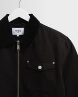 wax london men's Mason - Black Peached Canvas Work Jacket
