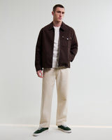 wax london men's Mason - Dark Brown Peached Canvas Work Jacket