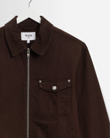 wax london men's Mason - Dark Brown Peached Canvas Work Jacket