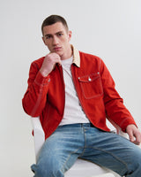 wax london men's Mason - Red Peached Canvas Work Jacket