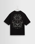 Milton - Black And Beige Botanical Graphic Cotton T-Shirt
