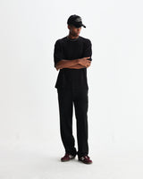 wax london men's Milton - Black Organic Waffle Cotton T-Shirt