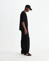 wax london men's Milton - Black Organic Waffle Cotton T-Shirt