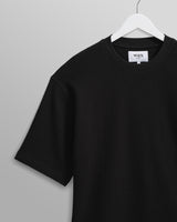 wax london men's Milton - Black Organic Waffle Cotton T-Shirt