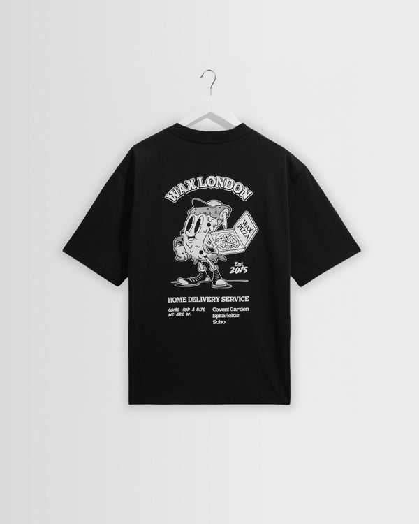 wax london men's Milton - Black Pizza Delivery Graphic T-Shirt