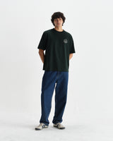 wax london men's Milton - Bottle Green Stacked Text Graphic Organic Cotton T-Shirt