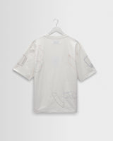 wax london men's Milton - Ecru Organic Cotton Embroidered Shapes T-Shirt
