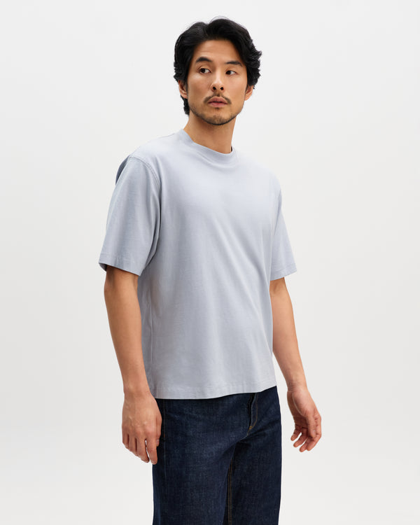 wax london men's Milton - Light Blue Organic Compact Cotton T-Shirt